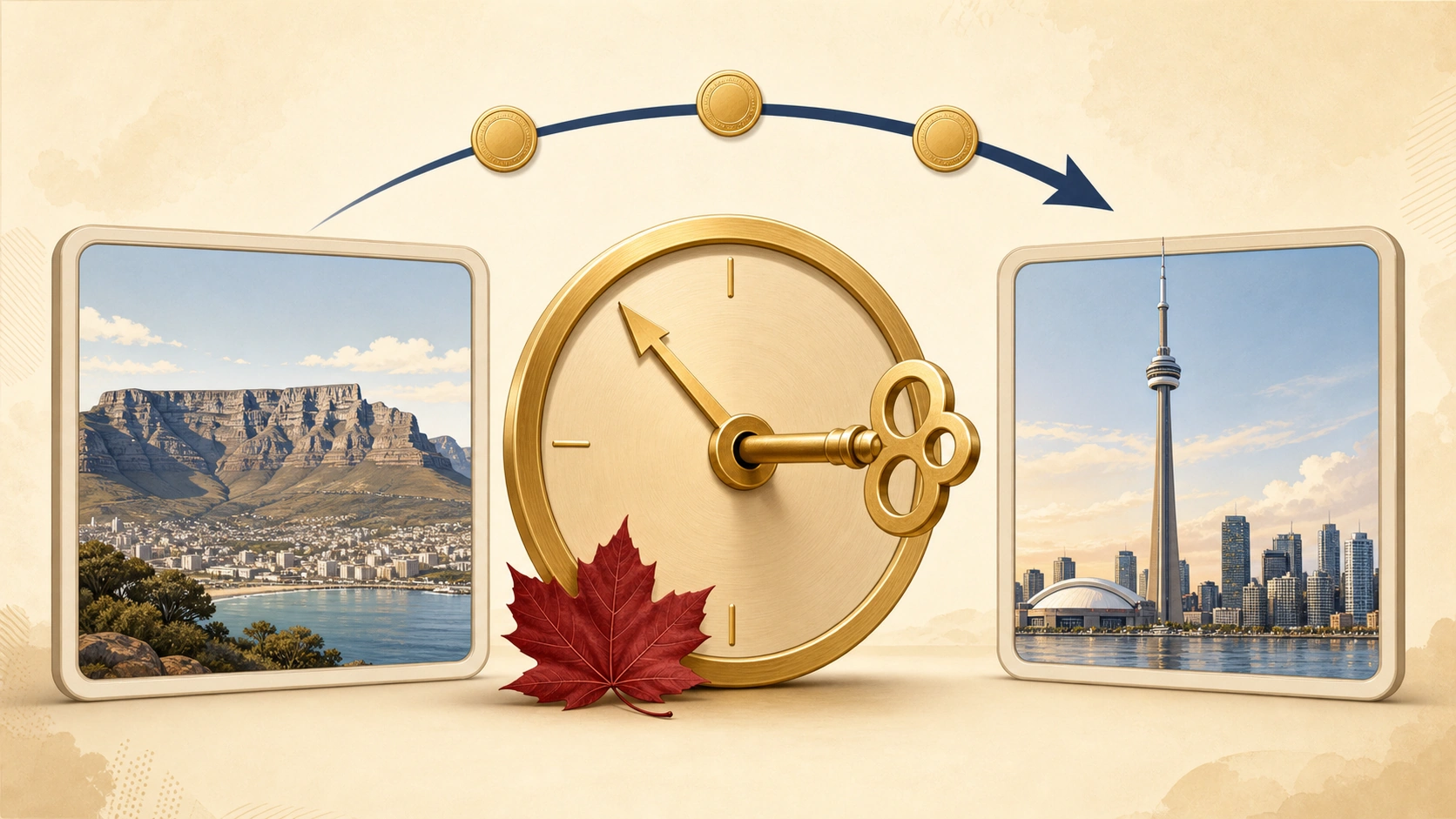 Illustrated route map from South Africa to Canada with Canadian corridor indicators
